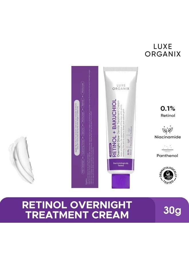 Luxe Organix Advanced Retinol Overnight Treatment Cream 30g, Dermatologically Tested with Bakuchiol, 0.1% Retinol, Niacinamide and Panthenol for Skin Renewal - Image 3
